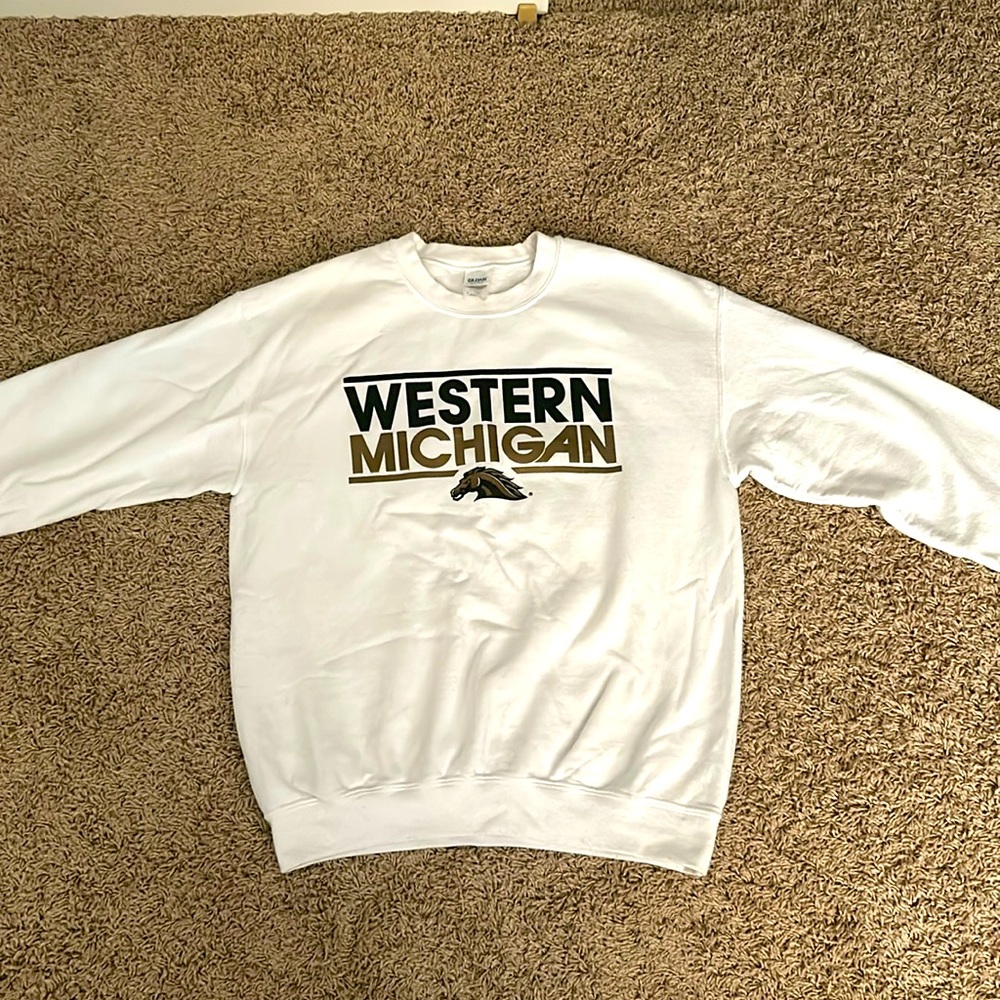 White Western Michigan Crewneck